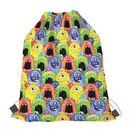 Watercolor Monster Pattern Print Drawstring Bag