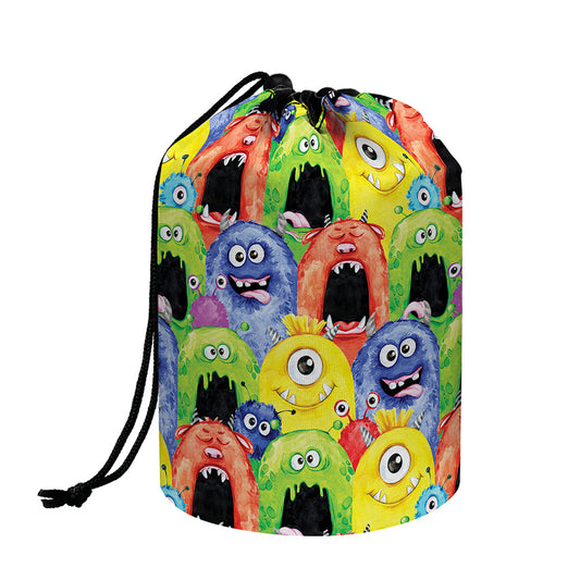 Watercolor Monster Pattern Print Drawstring Makeup Bag