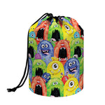 Watercolor Monster Pattern Print Drawstring Makeup Bag