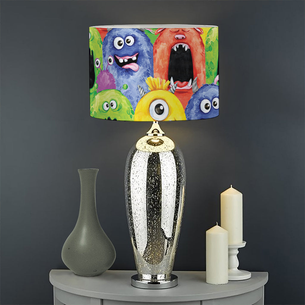 Watercolor Monster Pattern Print Drum Lamp Shade