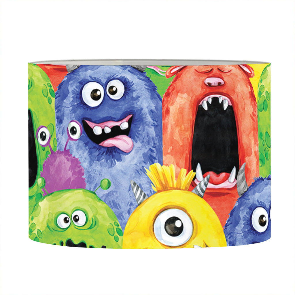 Watercolor Monster Pattern Print Drum Lamp Shade