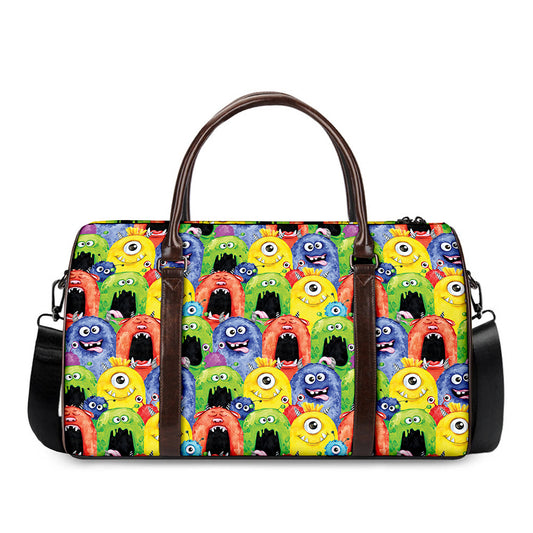 Watercolor Monster Pattern Print Duffle Bag