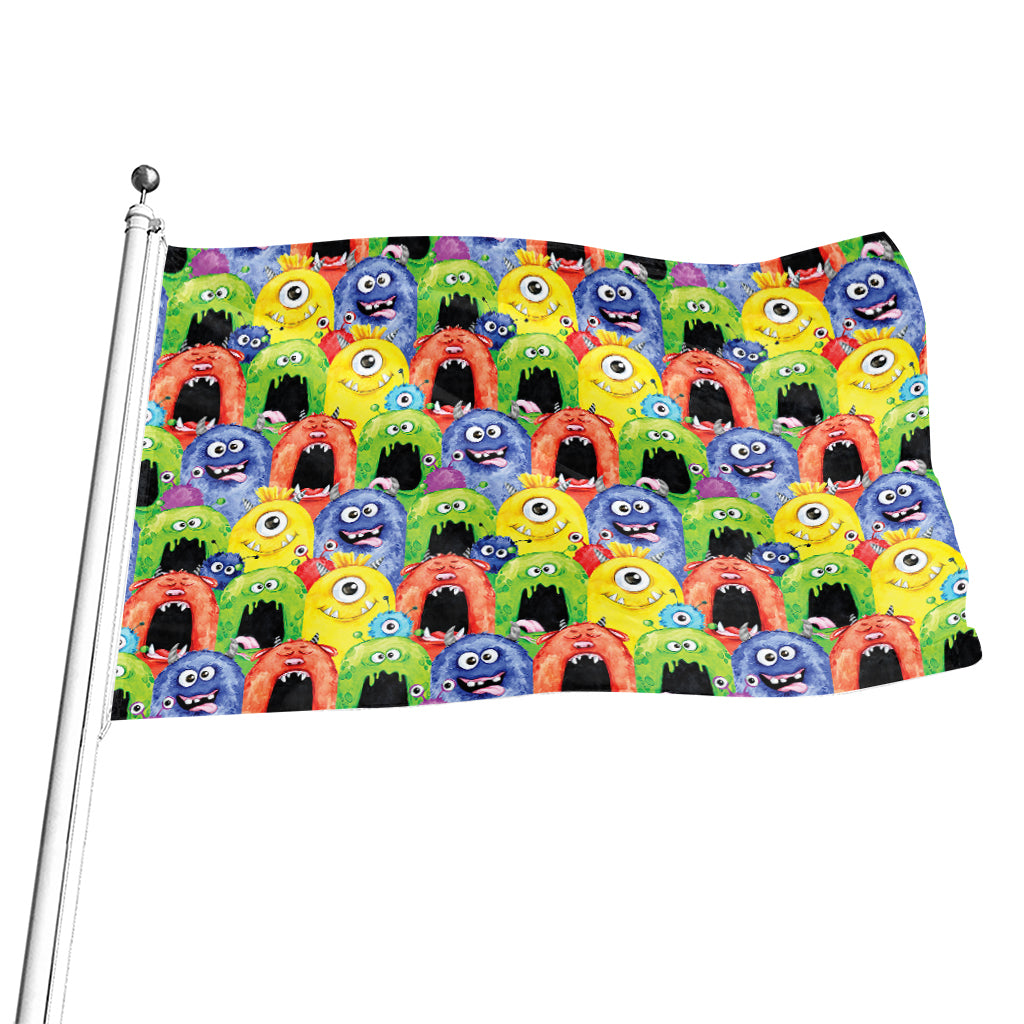 Watercolor Monster Pattern Print Flag