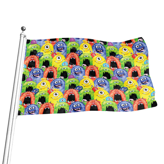 Watercolor Monster Pattern Print Flag
