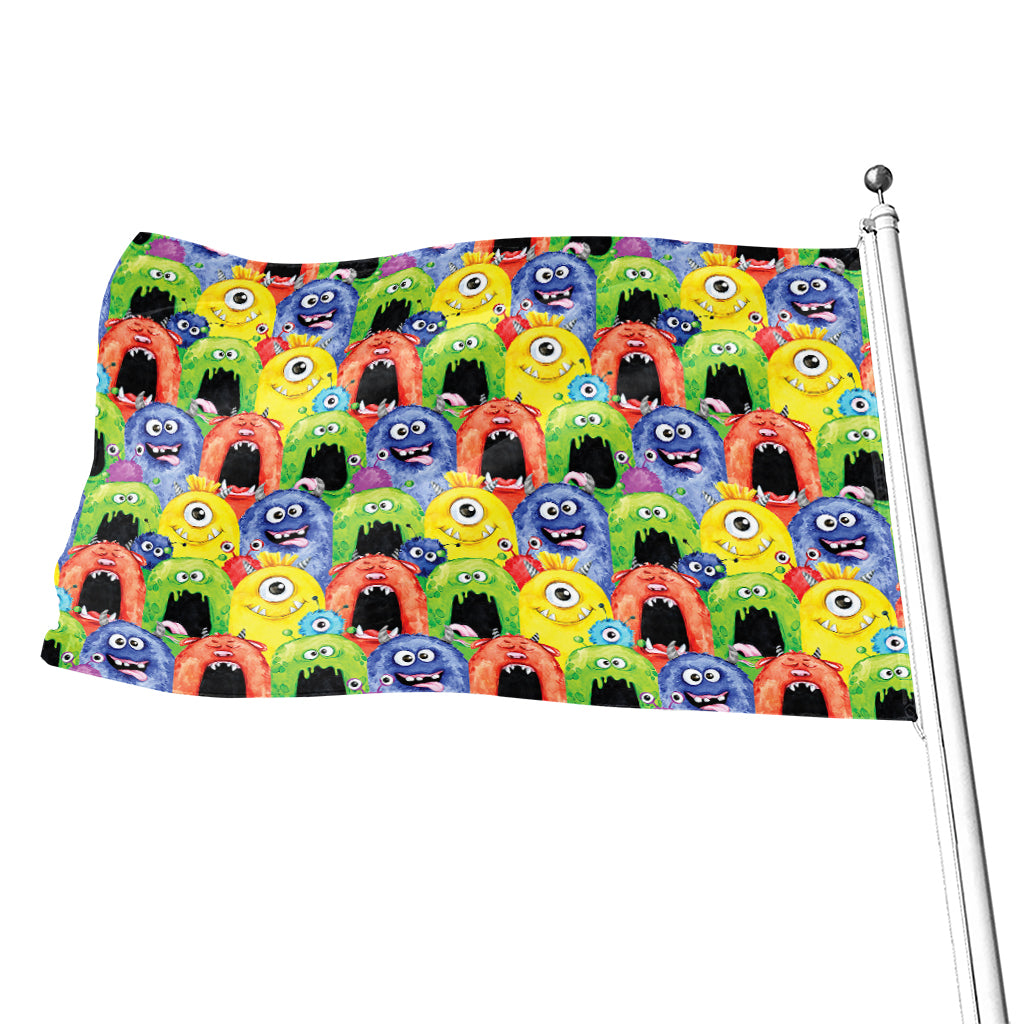 Watercolor Monster Pattern Print Flag