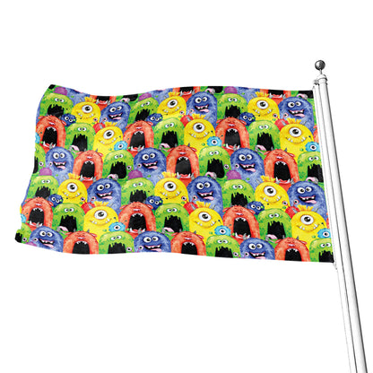 Watercolor Monster Pattern Print Flag