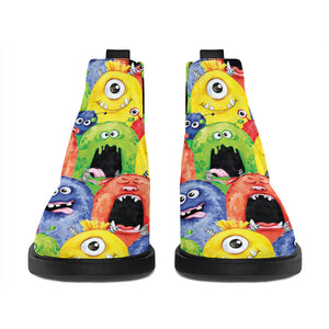 Watercolor Monster Pattern Print Flat Ankle Boots