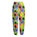 Watercolor Monster Pattern Print Fleece Lined Knit Pants