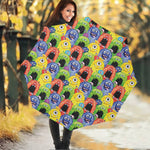 Watercolor Monster Pattern Print Foldable Umbrella