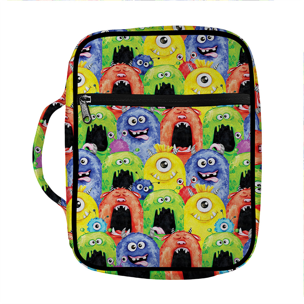 Watercolor Monster Pattern Print Front Pocket Bible Bag
