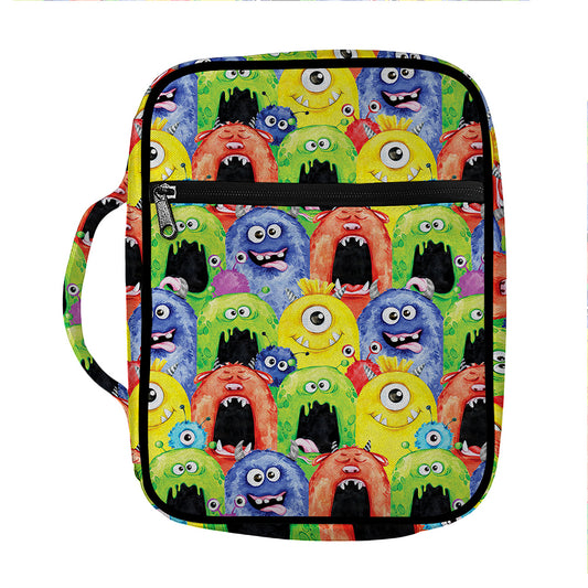 Watercolor Monster Pattern Print Front Pocket Bible Bag