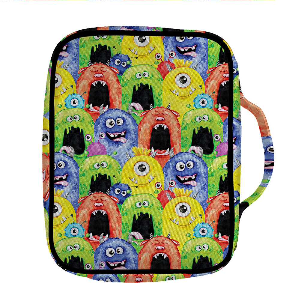 Watercolor Monster Pattern Print Front Pocket Bible Bag