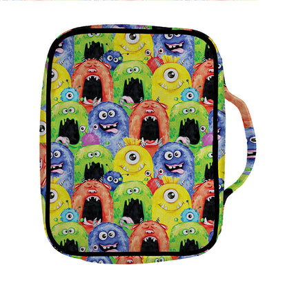 Watercolor Monster Pattern Print Front Pocket Bible Bag