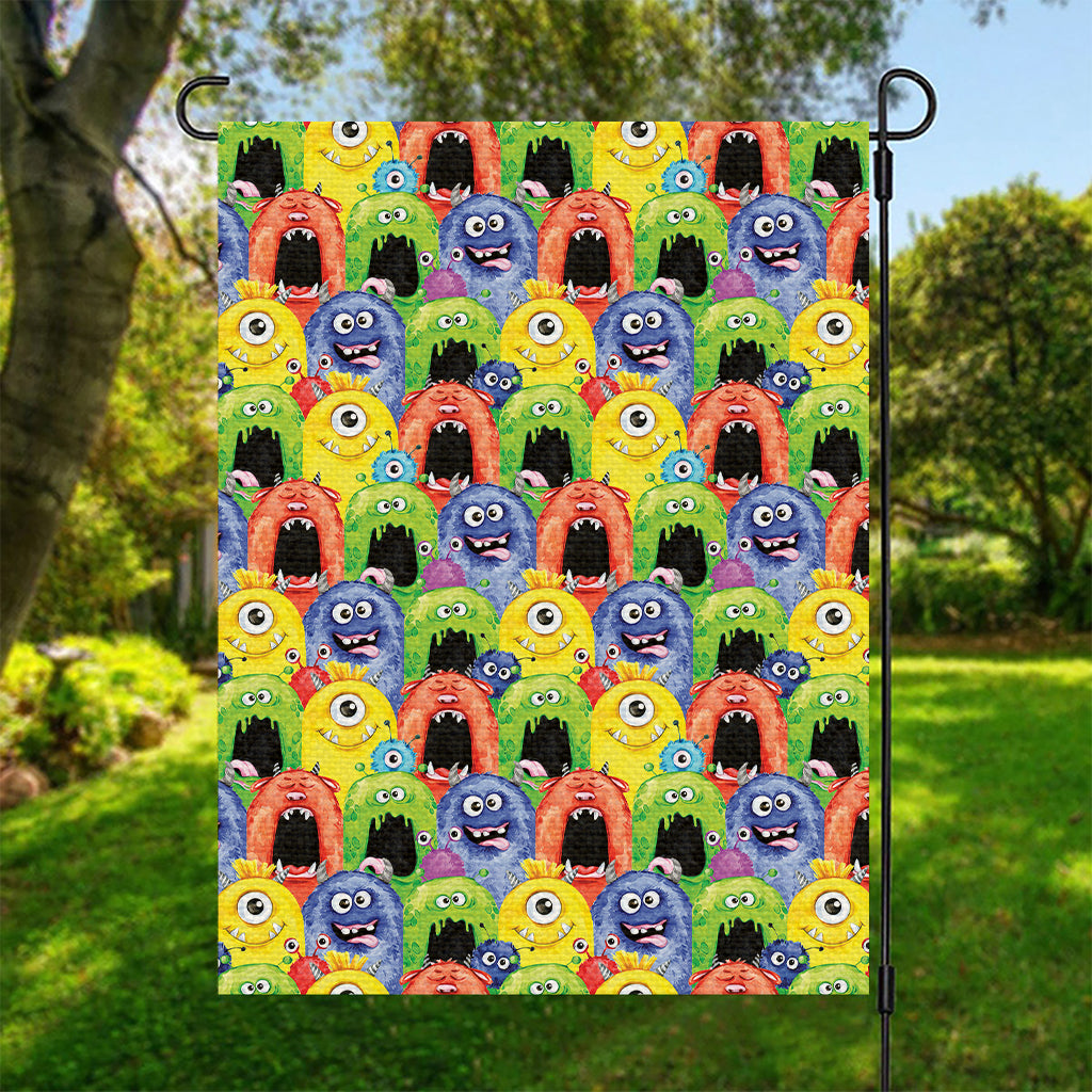 Watercolor Monster Pattern Print Garden Flag