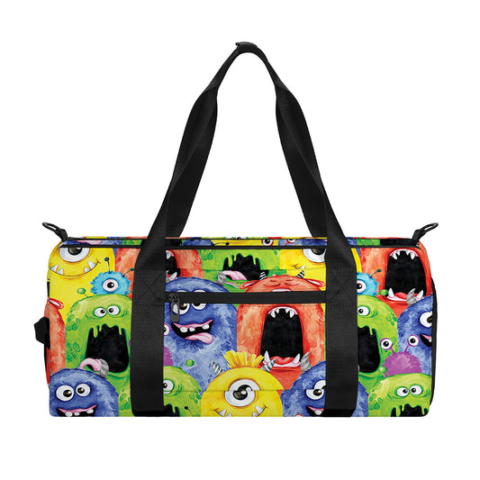 Watercolor Monster Pattern Print Gym Bag