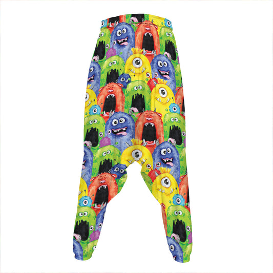 Watercolor Monster Pattern Print Hammer Pants