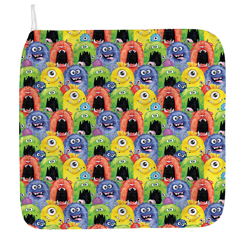 Watercolor Monster Pattern Print Hand Towel