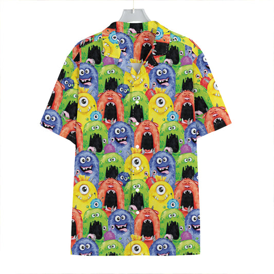 Watercolor Monster Pattern Print Hawaiian Shirt