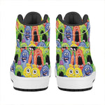 Watercolor Monster Pattern Print High Top Leather Sneakers
