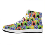 Watercolor Monster Pattern Print High Top Leather Sneakers