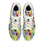 Watercolor Monster Pattern Print High Top Leather Sneakers