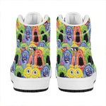 Watercolor Monster Pattern Print High Top Leather Sneakers