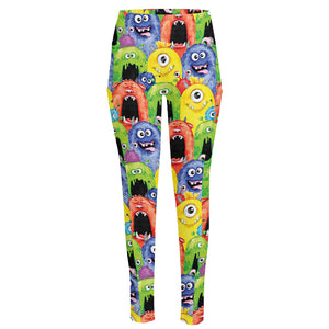 Watercolor Monster Pattern Print High-Waisted Pocket Leggings