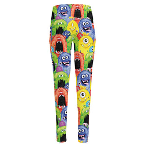 Watercolor Monster Pattern Print High-Waisted Pocket Leggings