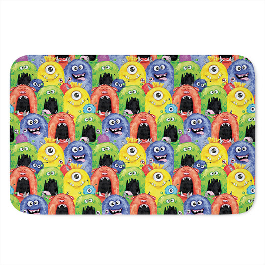 Watercolor Monster Pattern Print Indoor Door Mat