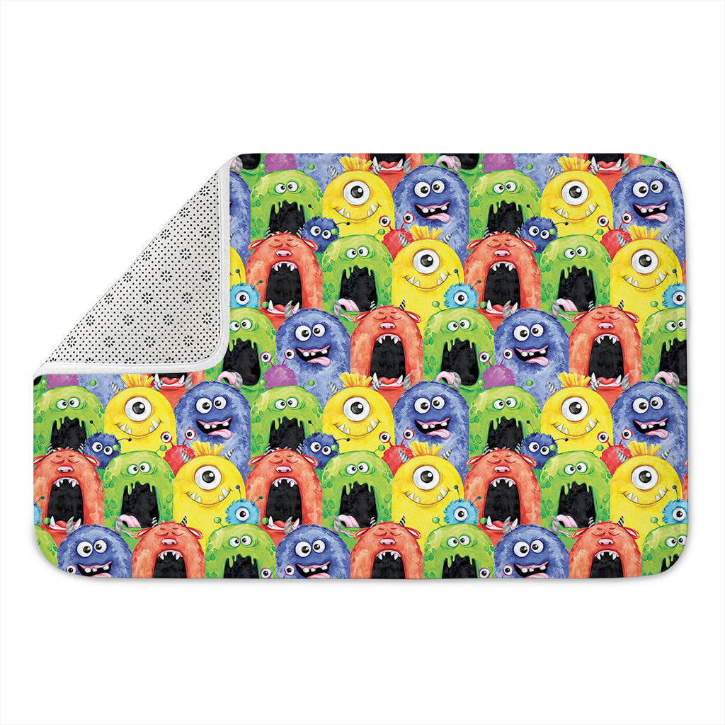 Watercolor Monster Pattern Print Indoor Door Mat