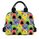 Watercolor Monster Pattern Print Insulated Lunch Bag