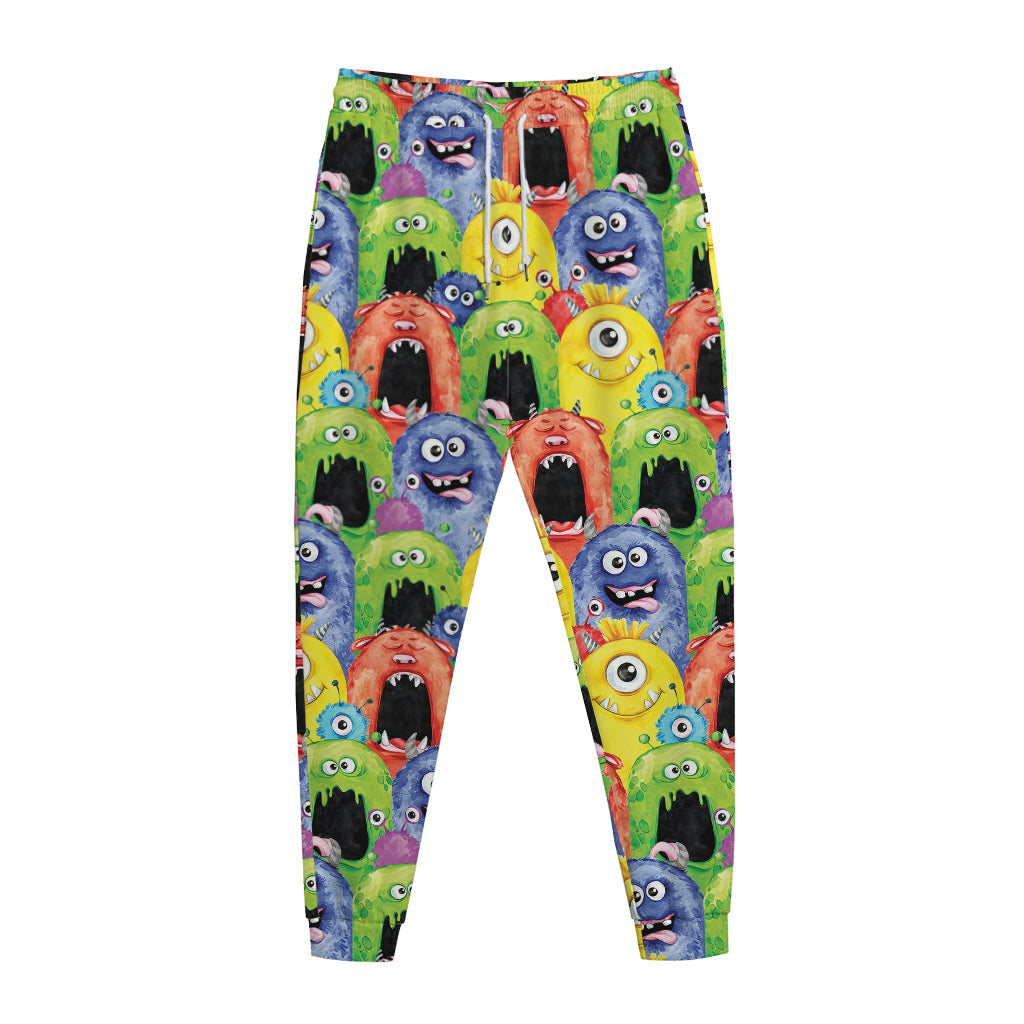 Watercolor Monster Pattern Print Jogger Pants