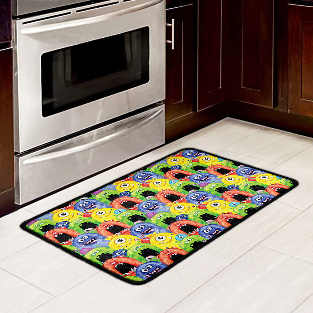 Watercolor Monster Pattern Print Kitchen Mat