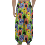 Watercolor Monster Pattern Print Lantern Pants