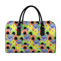 Watercolor Monster Pattern Print Leather Duffel Bag