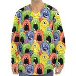 Watercolor Monster Pattern Print Long Sleeve Baseball Jersey