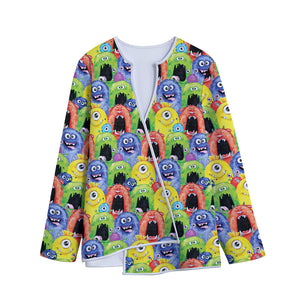 Watercolor Monster Pattern Print Long Sleeve Short Coat