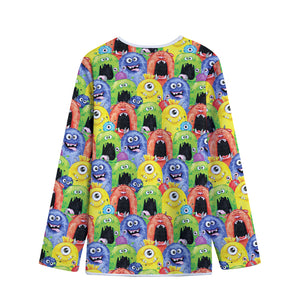 Watercolor Monster Pattern Print Long Sleeve Short Coat