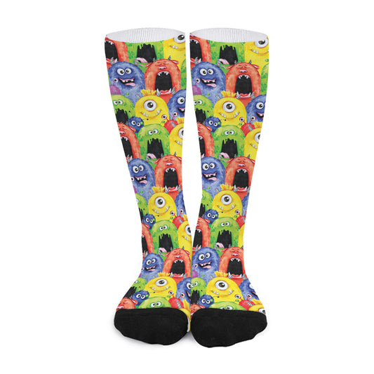 Watercolor Monster Pattern Print Long Socks