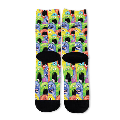 Watercolor Monster Pattern Print Long Socks