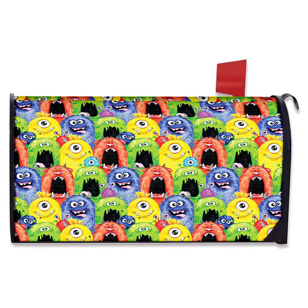 Watercolor Monster Pattern Print Mailbox Cover