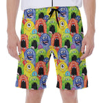 Watercolor Monster Pattern Print Men's Beach Shorts