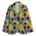 Watercolor Monster Pattern Print Men's Blazer