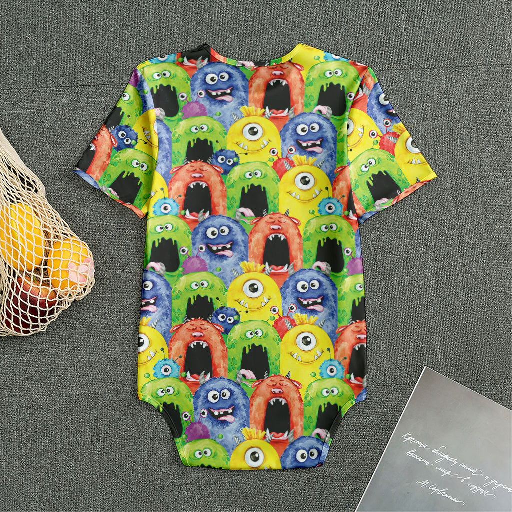 Watercolor Monster Pattern Print Men's Bodysuit