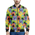 Watercolor Monster Pattern Print Men's Bomber Jacket