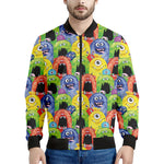 Watercolor Monster Pattern Print Men's Bomber Jacket