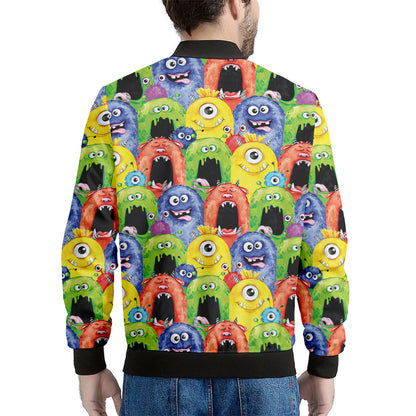 Watercolor Monster Pattern Print Men's Bomber Jacket