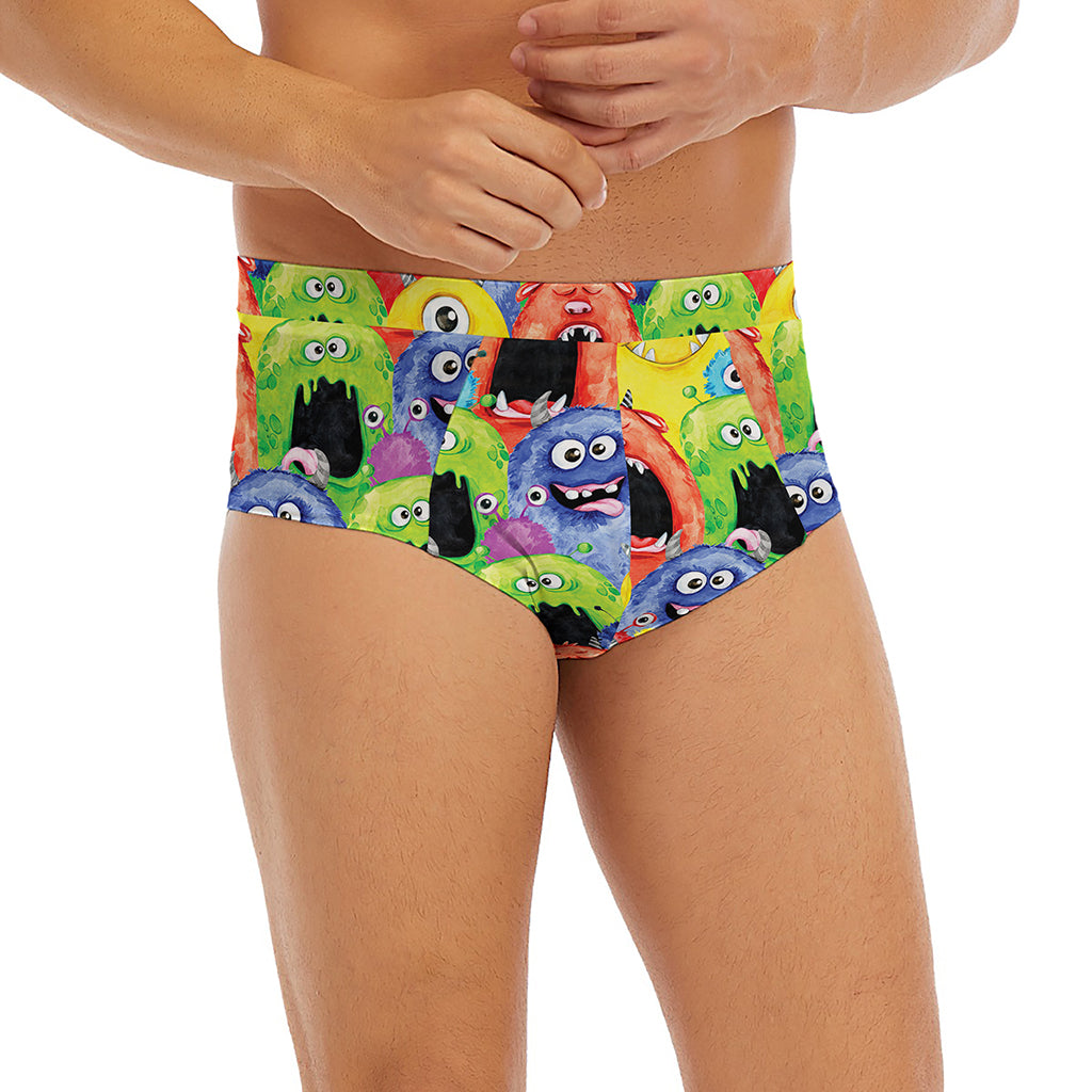 Watercolor Monster Pattern Print Men's Briefs