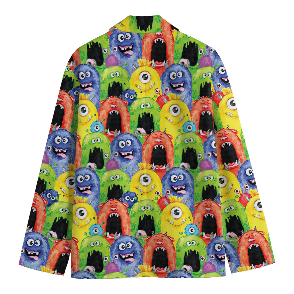 Watercolor Monster Pattern Print Men's Cotton Blazer