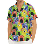 Watercolor Monster Pattern Print Men's Deep V-Neck Shirt